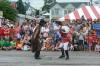 Fenris Chase, left, gets ready to face off against Bloodthirsty Barbara (in British regalia). KATRINA CLARK/Boothbay Register
