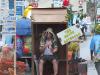 Quinn Pickett is indisposed at the back of this Maine-themed float.  SUE MELLO/Boothbay Register
