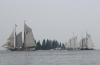 Heritage, Eastwind and  Lewis R. French enter the Harbor. SUE MELLO/Boothbay Register