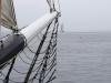 The Bowdoin in the distance off the bowsprit of the Lewis R. French. RYAN LEIGHTON/Boothbay Register