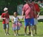 Patriotic family arrives on the Common. KEVIN BURNHAM/Boothbay Register
