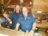 Win Mitchell (l) & Frank Fassett of Boothbay Craft Brewery were pouring the brews fast & furiously at the Chili & Chowder Contest. Their display won 2nd place Best Decorated. GARY DOW/Boothbay Register