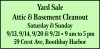 Yard Sale September 13th  14th  20th and 21st 