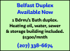 Belfast Duplex For Rent