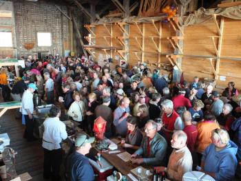 Crowds pack the Boothbay Harbor Shipyard for the Chili and Chowder Challenge, a highly anticipated event at this year's Harbor Fest. GARY DOW/ Boothbay Register