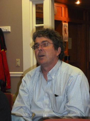 Sewall Maddocks of Boothbay Harbor talks about parking issues during the winter months. KATRINA CLARK/Boothbay Register