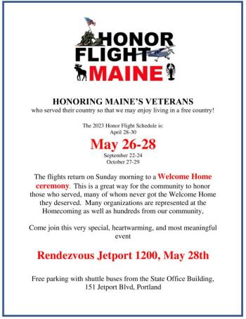 May Honor Flight Maine Schedule